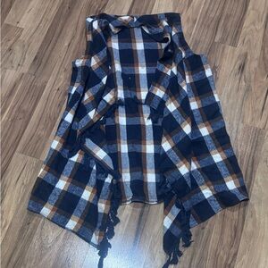 Plaid Fringe Vest